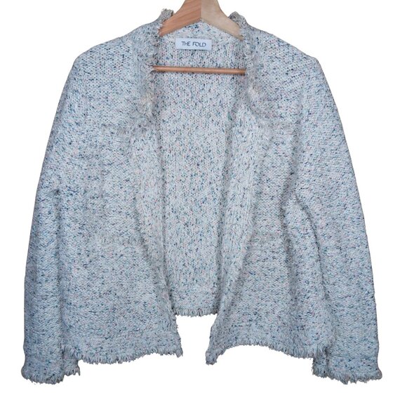 The Fold London Varena Tweed Knit Open Cardigan Cotton Viscose Metallic Speckled - Picture 1 of 15